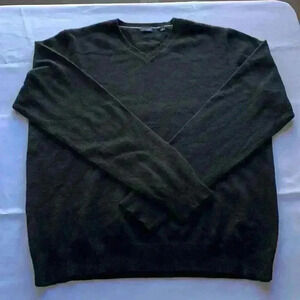 Thirty-Five Kent 100% Cashmere Sweater Mens Large Black V-Neck Pullover Soft